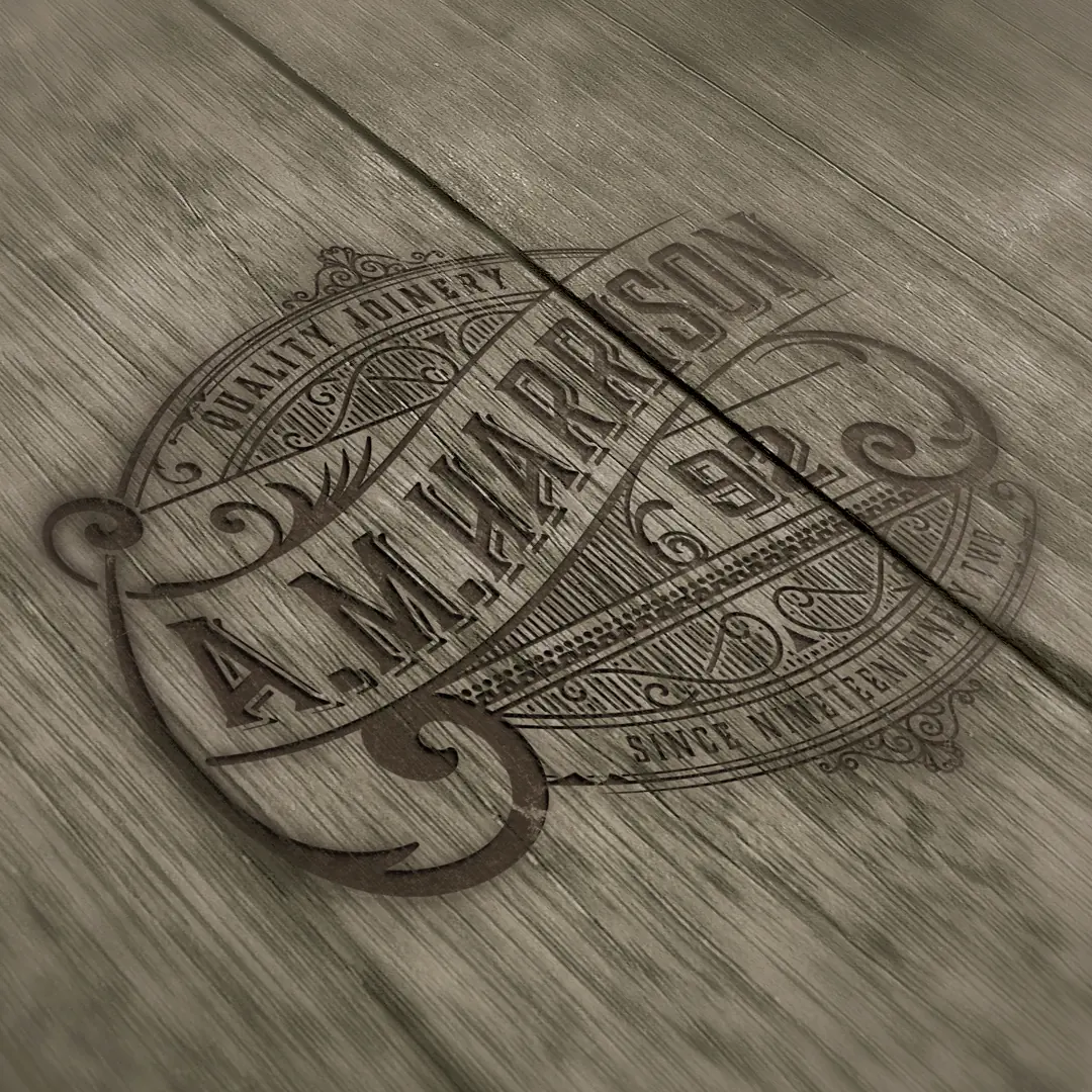 Am harrison joinery logo design debossed timber Mindlabs Media
