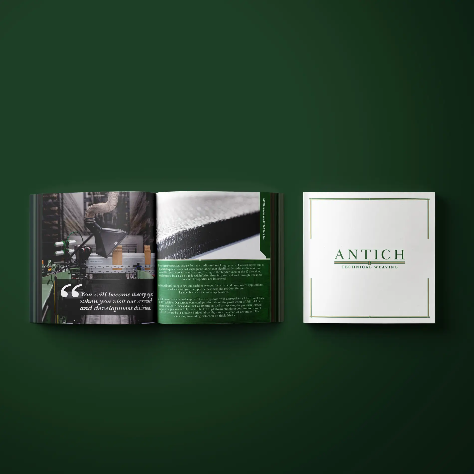 Antich fine tailors square brochure design Mindlabs Media huddersfield textiles