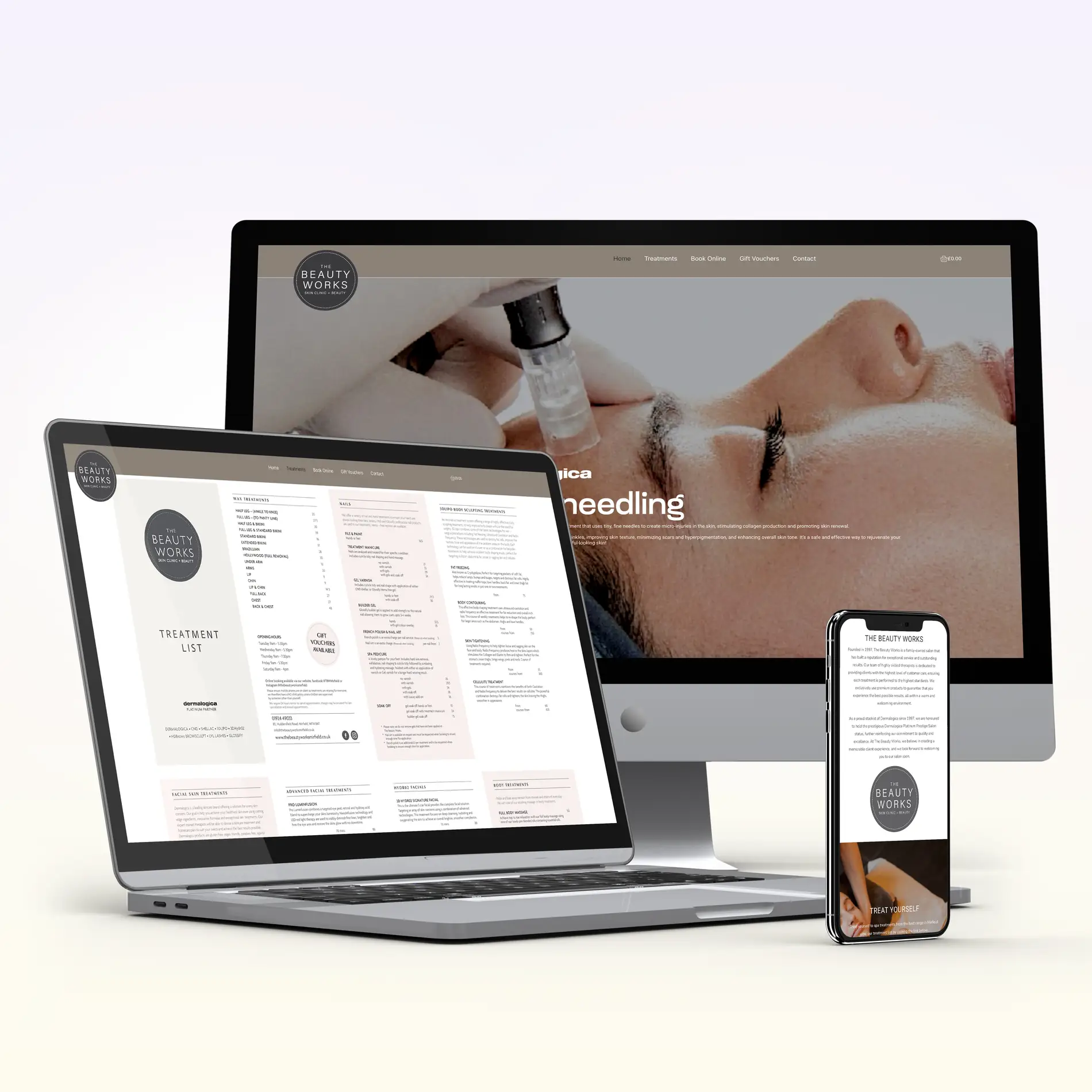 Beauty works website design designer developer Mindlabs Media mirfield huddersfield grap