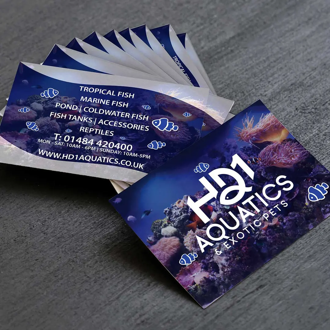 Hd1 aquatics huddersfield business card print design Mindlabs Media