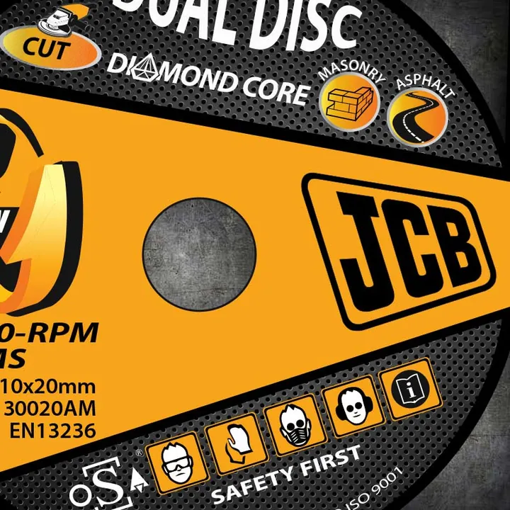 Jcb cutting disc product label packaging design Mindlabs Media
