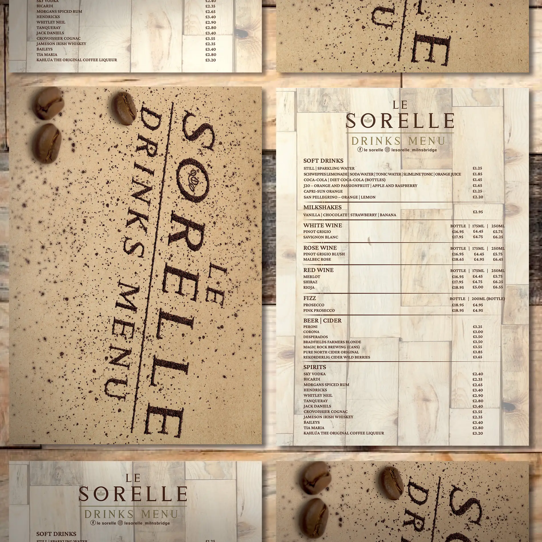 Le sorelle coffee shop milnsbridge drinks menu design Mindlabs Media