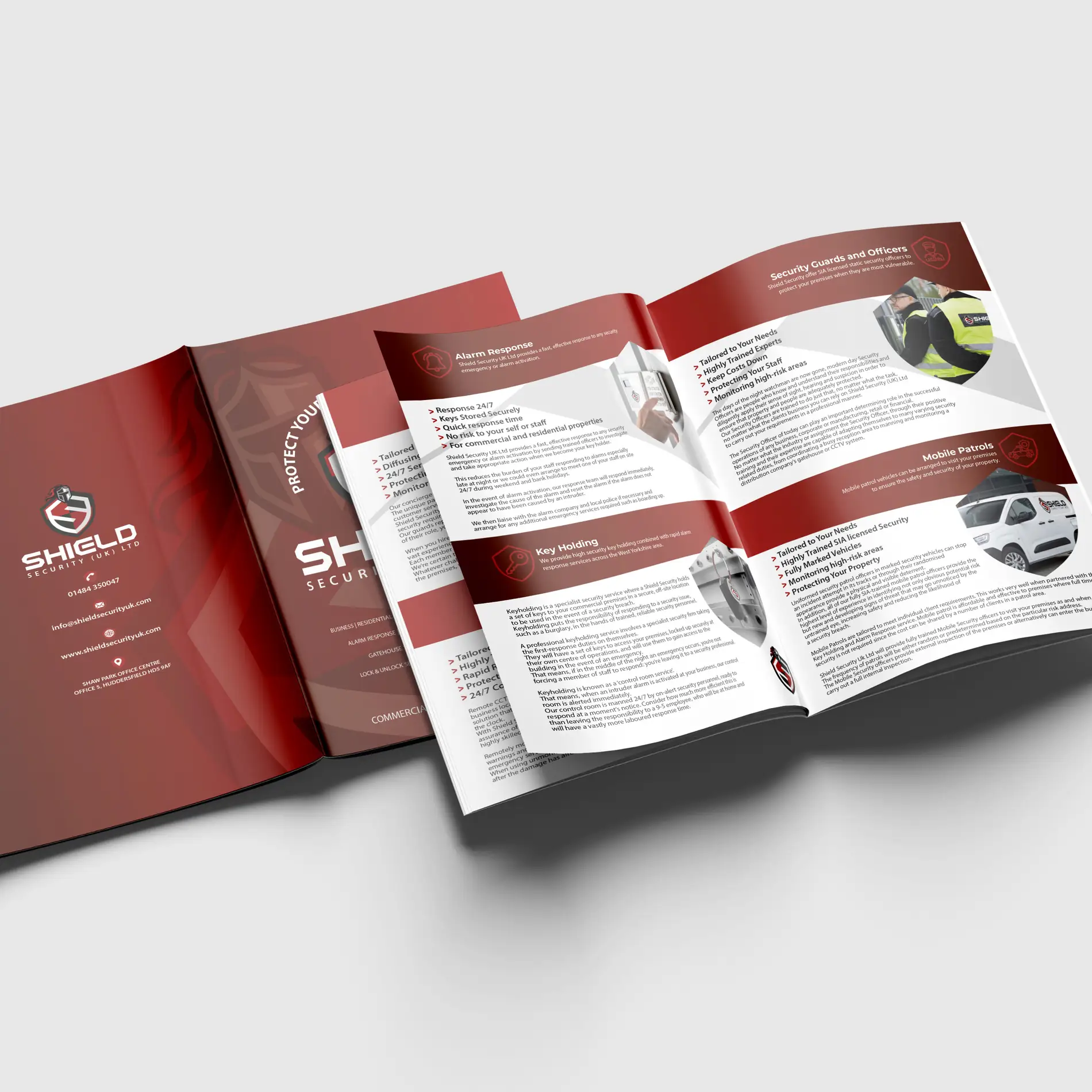 Shield security brochure stationery designer design Mindlabs Media huddersfield yorkshir