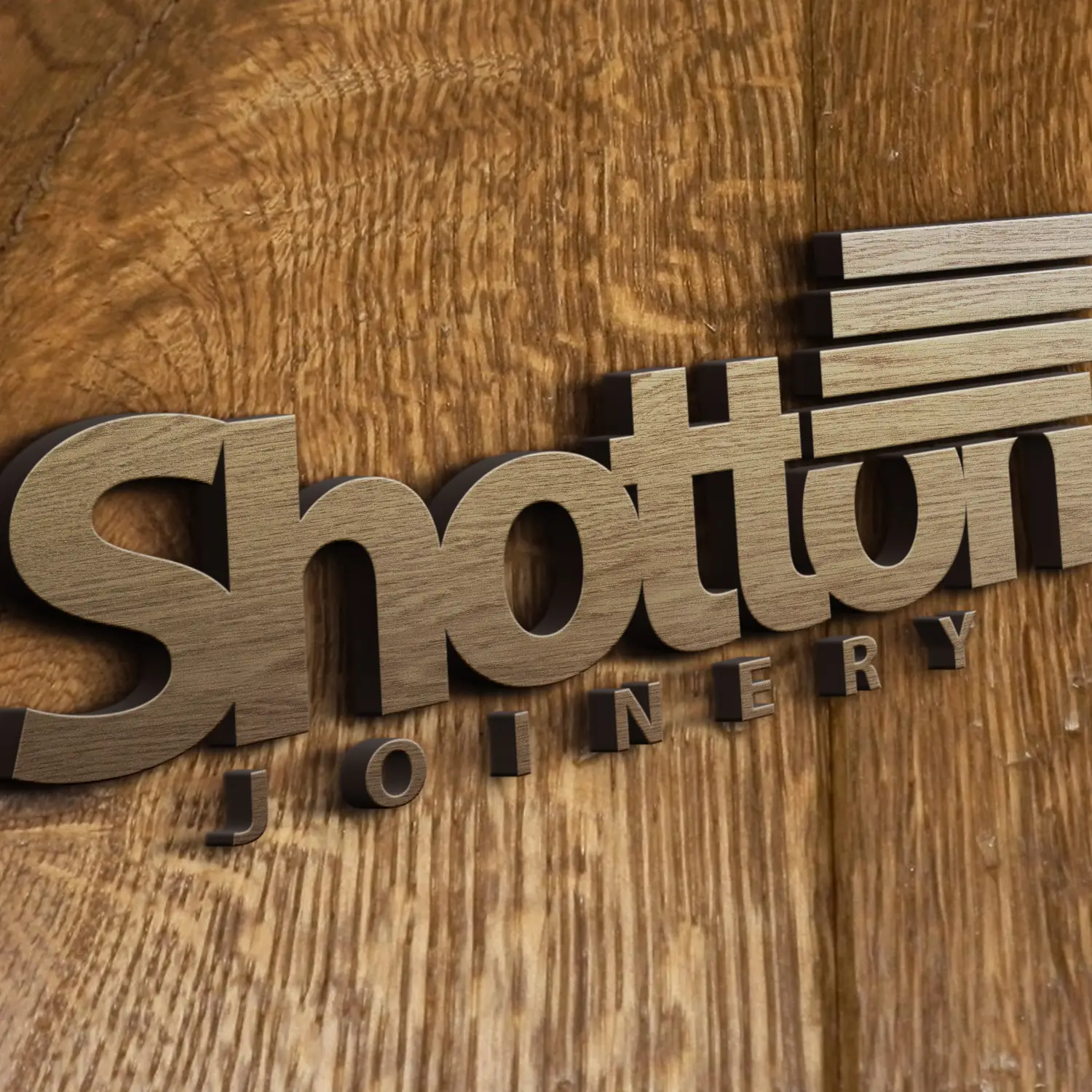 Shotton joinery 3d timber lettering logo design Mindlabs Media