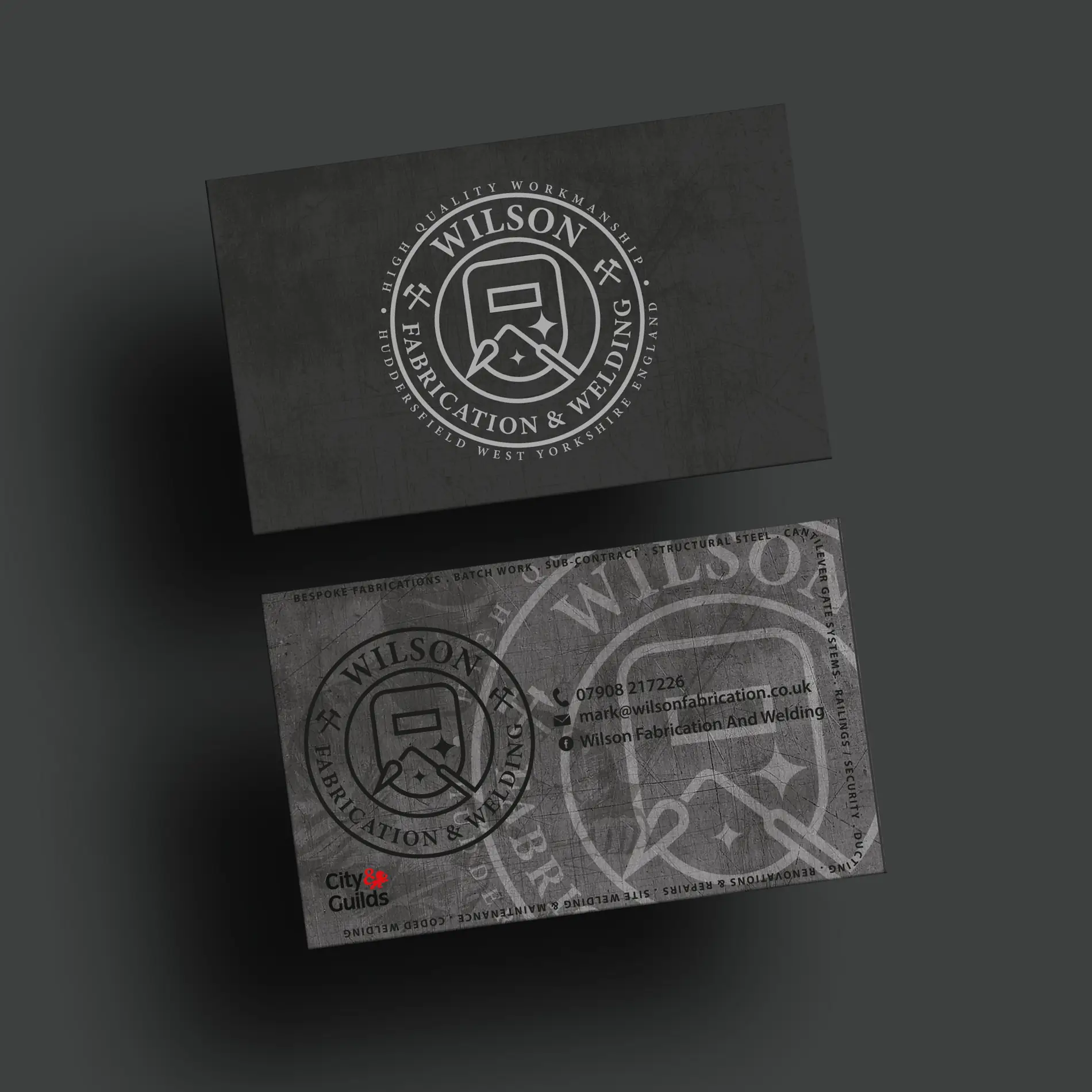 Wilson fabrication welding logo design embossed monogram Mindlabs Media